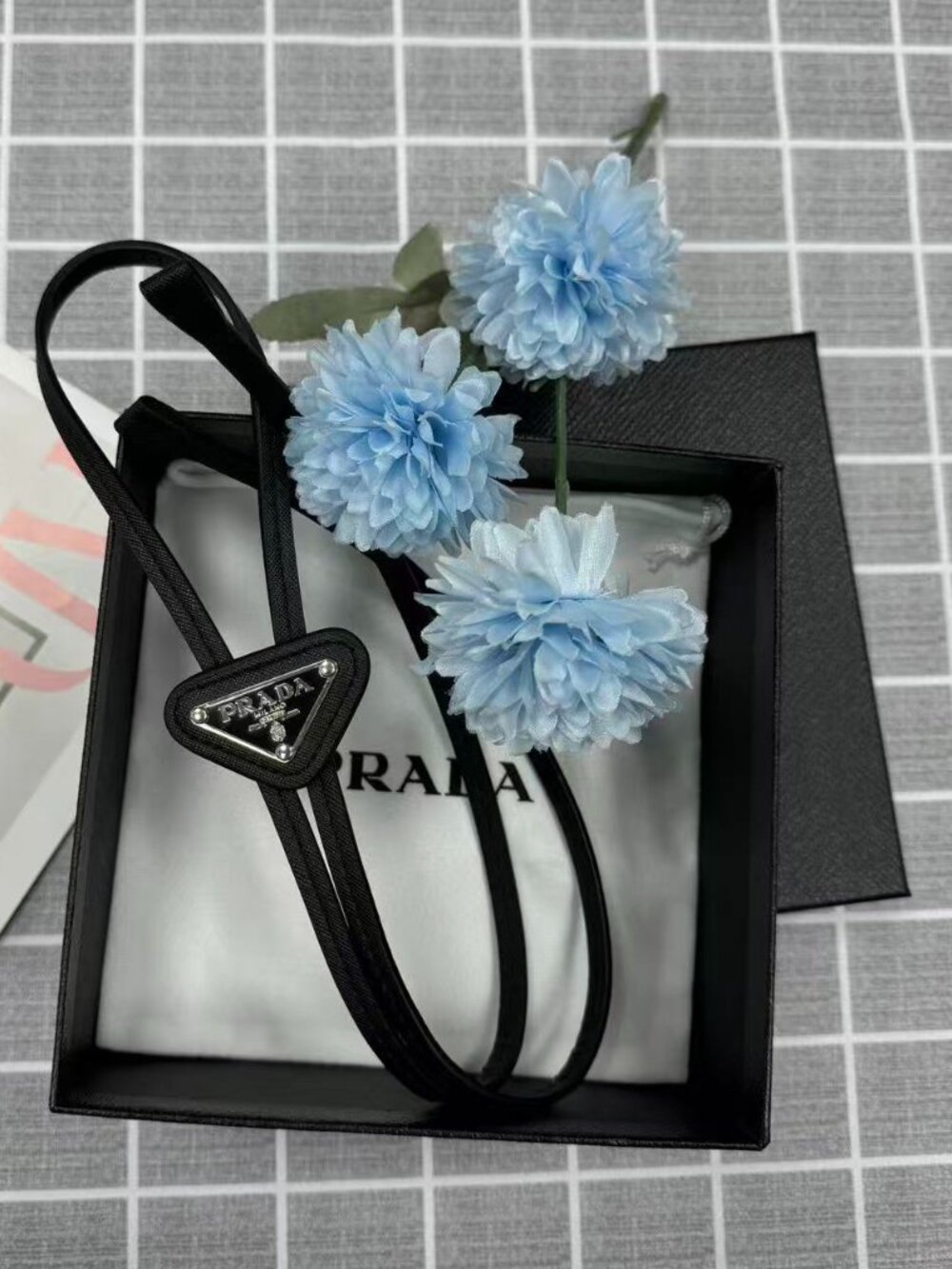 💯Authentic Prada 🤞 Saffiano triangle bolo tie with logo (NWT)